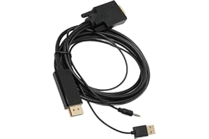 SUNGOOYUE VGA to DisplayPort Converter Cable, 1080p 60Hz Resolution Support, with Audio Port, ABS Metal Construction, for PC,