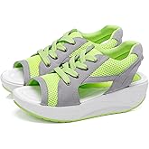 Generic Contrast Paneled Cutout Lace-Up Muffin Sandals - Sandals for Women Summer Peep Toe Sandals Shoes Wedges