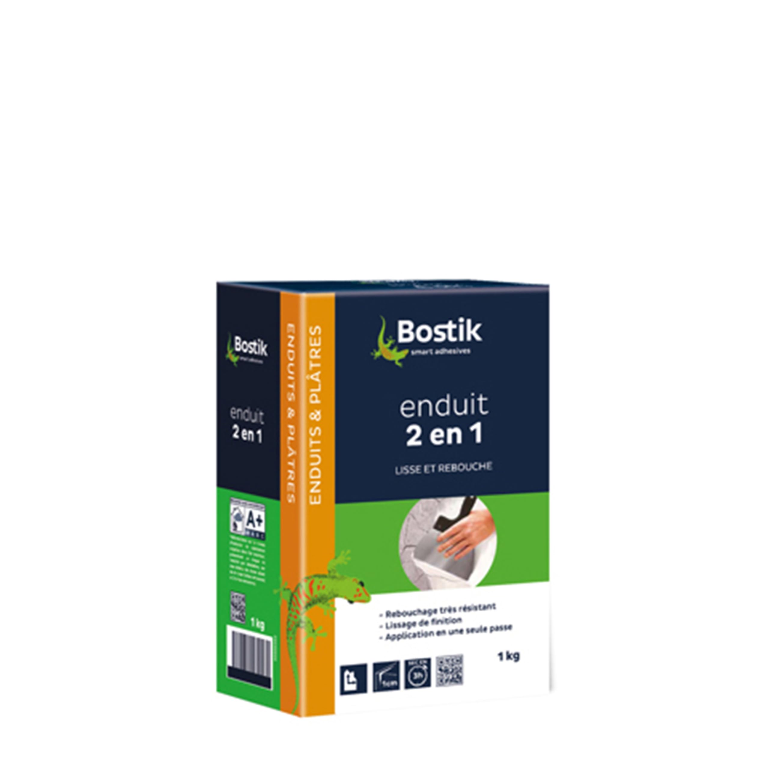 Bostik 2-in-1 Smoothing and Filling sealant, Very Resistant to 1 cm, Smoothing Finish, Powder, White, Cardboard Box 1 kg