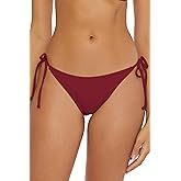 BCA by Rebecca Virtue Kira - Women's Side Tie Bikini Bottom with Cheeky Coverage, Sexy Swimwear Separates for Women, Burgundy, Medium