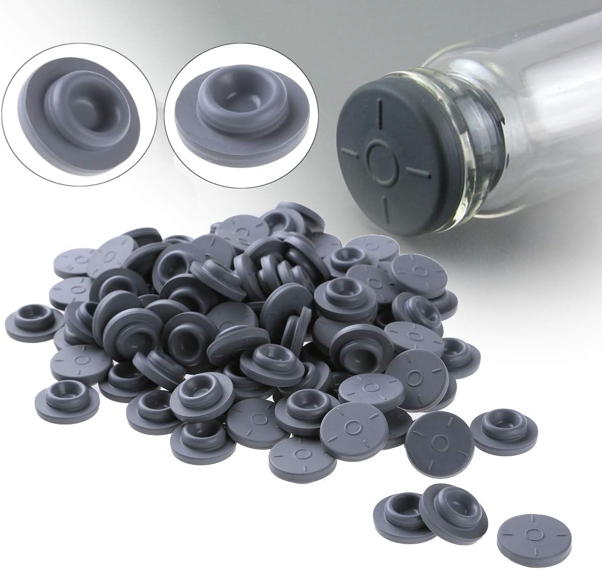 YOUTTOO 100Pcs Rubber Glass Stopper Self Healing Injection Ports Inoculation for 13mm Opening