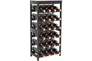 Purbambo 24-Bottle Wine Rack Freestanding Floor, 6-Tier Bamboo Wine Display Rack Storage Shelf with Table Top for Kitchen Dining Room Bar Cellar - Brown