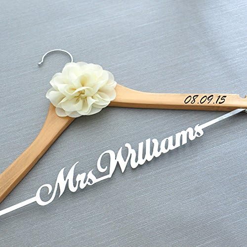 Custom Wedding Hanger With Flower, Personalized Wedding Dress Hanger, Bridal Dress Hanger, Custom Bridal Hanger,Wedding Name Hanger