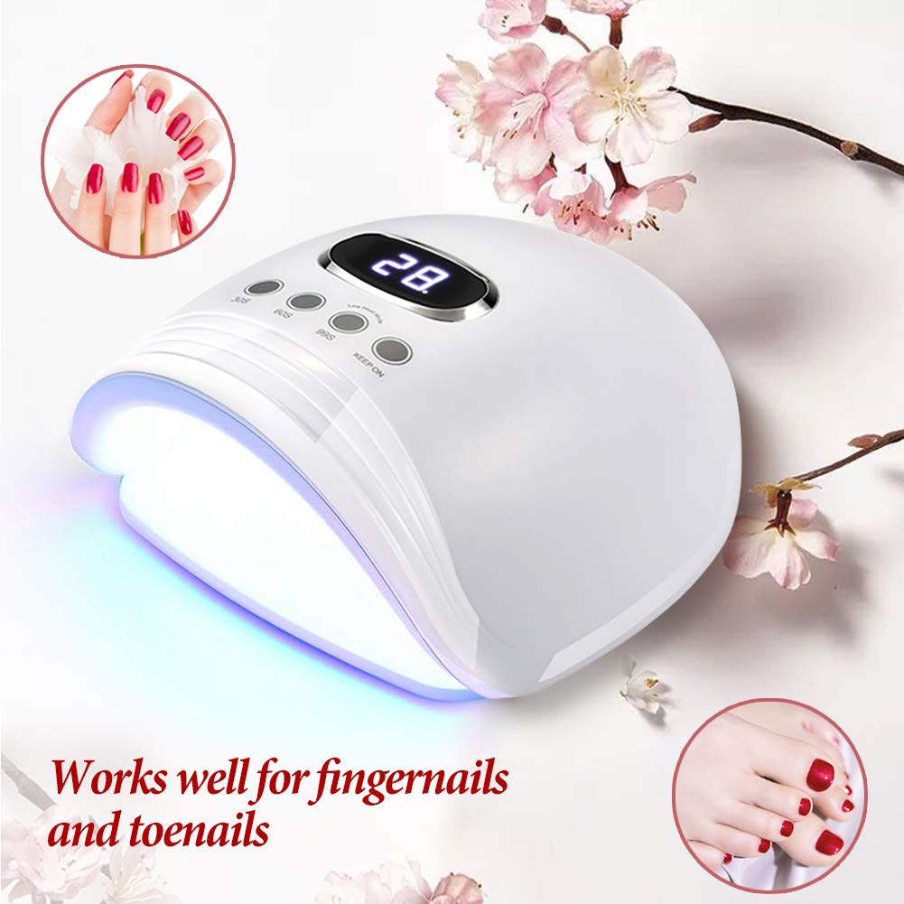 [Patent Design] 60W UV LED Nail Lamp, Professional Nail Fast Dryer Curing Light for Gel Polish Smart Auto-sensing with 30/60/99s Timer 2 Light sources and Removable Base (Blue)