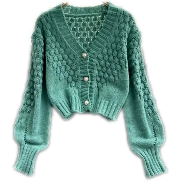Knitted Cardigan Sweater Jacket for Women V-Neck Design Hollow