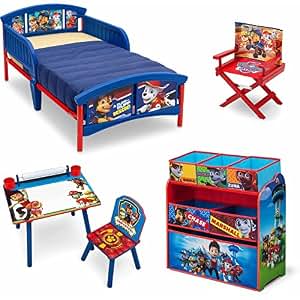 Amazon.com: Nick Jr. Paw Patrol 5 Piece Furniture Kids Set - Plastic Toddler Bed, Multi-Bin ...