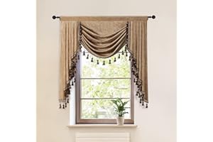 ELKCA Thick Chenille Window Curtains Valance for Living Room Coffee Waterfall Valance for Bedroom,Rod Pocket, W39 inches, 1 Panel
