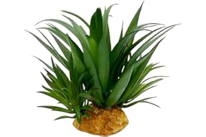 Smoothedo-Pets Reptile Artificial Plants Succulent Terrarium Decorative Desert Rainforest Plant Lizard Beard Chameleon Gecko Snake Amphibious Sea Turtle Tank Accessory (Agave-Set)