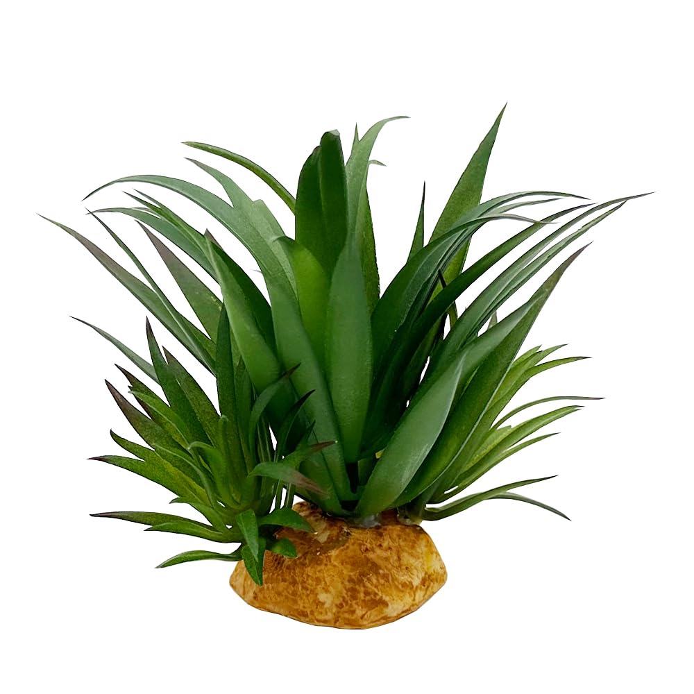 Smoothedo-Pets Reptile Artificial Plants Succulent Terrarium Decor Desert Rain Forests Plant Lizard Bearded Dragon Chameleon Gecko Snake Amphibian Habitat Hideout Tank Accessories (Agave-Set)