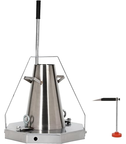 Heavy Duty Concrete Slump Cone Test Kit – ASTM Standard 12" X 8" Steel Cone With Tamping Rod, Ruler & Hexagonal Base Plate For Job Site Testing