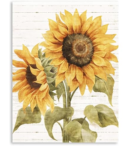 sunflower様 Amazon.com: ZXHYWYM Sunflower Canvas Wall Art Vintage