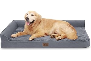 COZY KISS Orthopedic Dog Beds for X-Large Dogs, Waterproof Memory Foam Dog Bed with Sides, Non-Slip Bottom and Egg-Crate Foam Big Dog Couch Bed with Washable Removable Cover, Grey (XL,48" L x 32" W x 7.5" Th)
