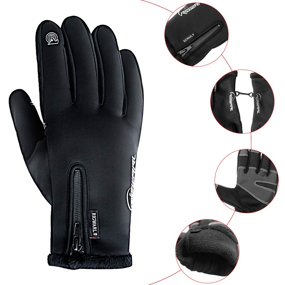 RIGWARL Cycling Gloves for Men,Winter Touch Screen Gloves with Waterproof and Windproof-Non-Slip Silicone Gel and Hand Warmers for Mens\' Cycling and Running(Blue)