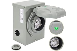 TIPHOPE Pre-Drilled Generator Inlet Box,30Amp Power Inlet Box with Indicator Light,NEMA L14-30P Outdoor Generator Transfer Sw