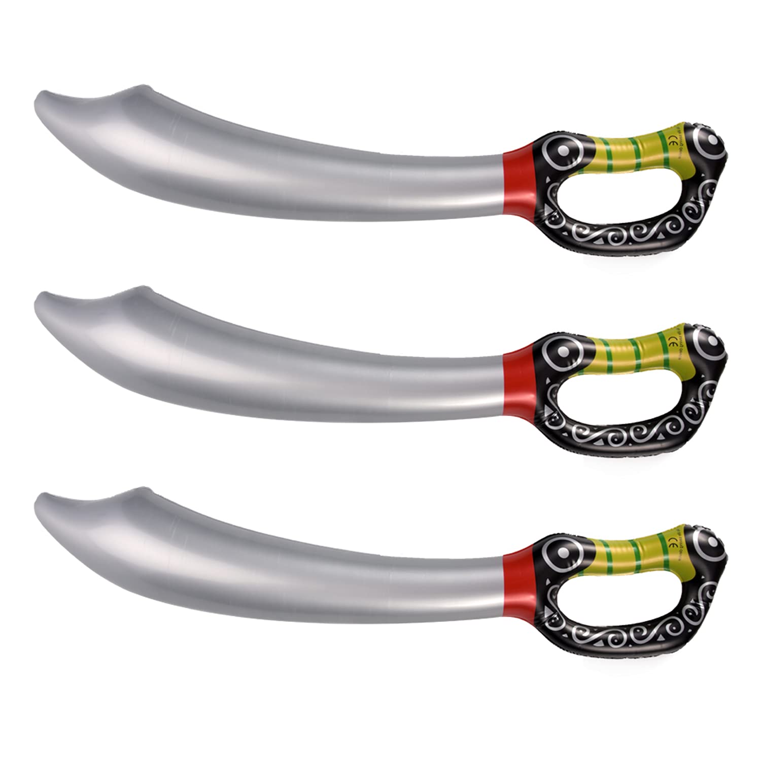 Lezevn Jomnvo 3 Pack 60cm Inflatable Pirate Sword Cutlass Fancy Dress Party Prop Accessory for Party Supplies Cosplay Toy Props (3 Pack)