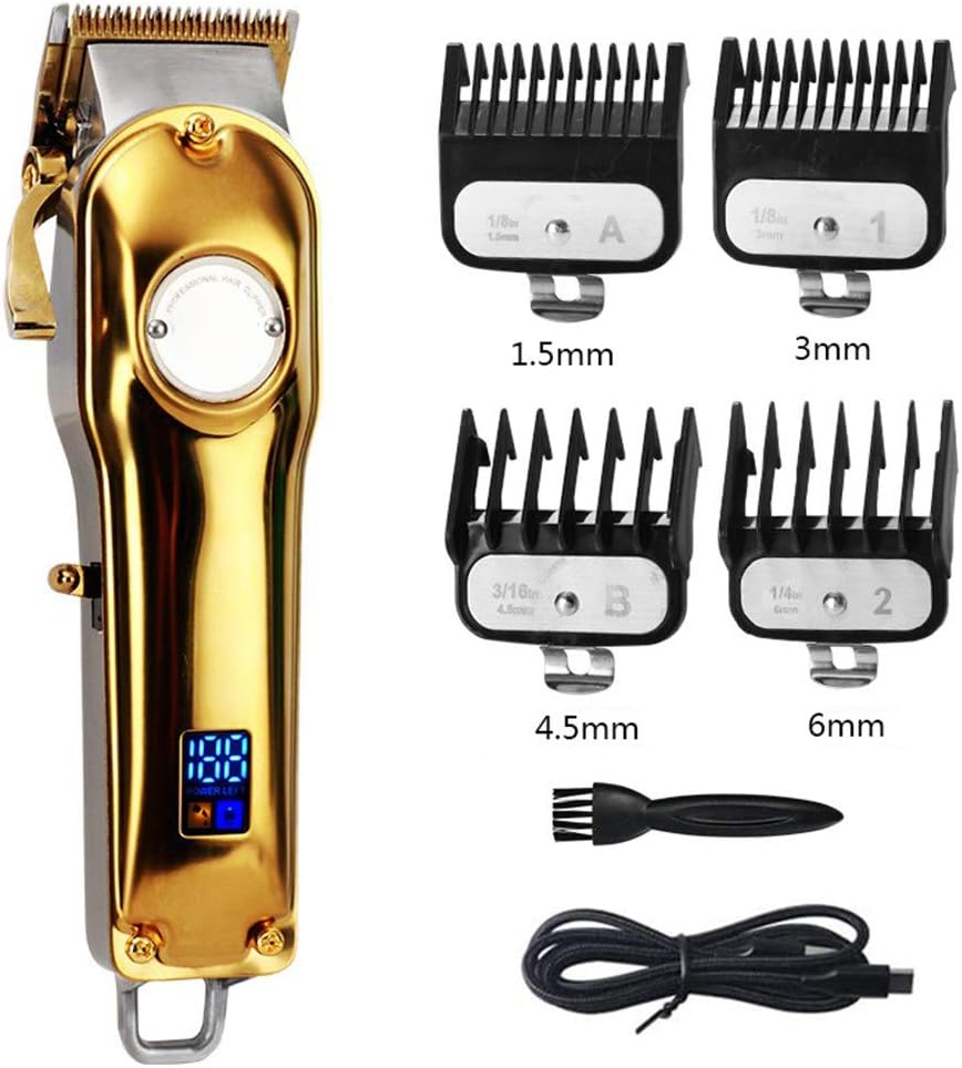 HPDOM Hair Clippers Professional, Cordless Rechargeable Beard Trimmer Set Hair Cutting Kit with 2500mAh Battery + Ceramic Blade + LCD Display + 4 Combs, for Men, Kids & Family