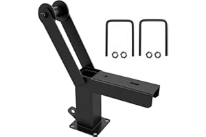 Black Adjustable Galvanized Trailer Winch Stand | w/Roller & U-Bolts | Compatible with 3" W X 4" H Trailer Tongue Winch Stand