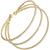 Rosemarie Collections Crystal Rhinestone Flexible Wire Style Triple Cuff Bracelet