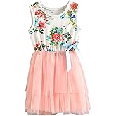 Niyage Little Girls Sleeveless Floral Princess Dress Tulle Tutu Sundress