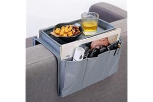 iEasey Sofa Candy Organizer with Tray Sofa Armrest Organizer with Cup Holder Couch Armchair Pockets TV Remote Caddy Sofa Stor