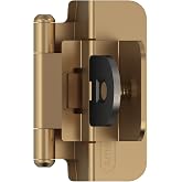 Amerock 1 Pair 3/8" Inset Champagne Bronze Demountable Cabinet Hinge | Double Demountable Steel Cabinet Hinge for Cabinet Doors with a 3/8" (10mm) Inset, Self-Closing