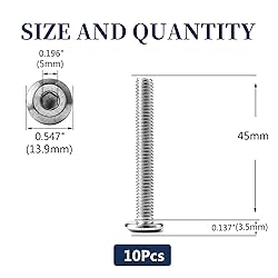 M8 x 45mm 10Pcs Flat Head Hex Socket Cap Screws