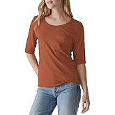 Michael Stars Womens Supima Cotton Slub Elbow Sleeve Swing Tee
