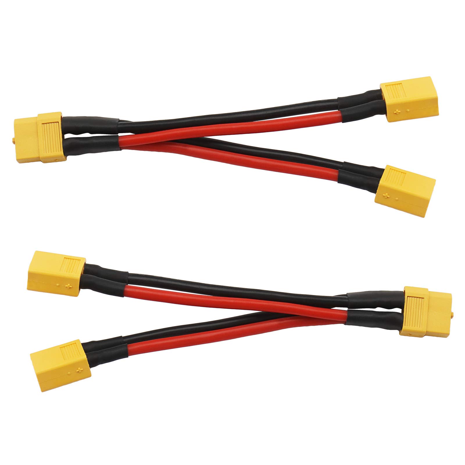 YINETTECH 2Pcs 1-Female to 2-Male XT30 Parallel Battery Connector, 18cm Length for RC Aircraft Balance Charger