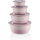 Mixing Bowls with Lids, 8-Piece Airtight Leak-Proof Nesting Plastic Bowl Set for Kitchen & Food Storage, Large 4200ml Capacity, BPA-Free, Microwave & Dishwasher Safe