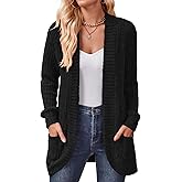 DB MOON Womens Long Cardigan Lightweight Sweater Open Front Long Sleeve Outfits with Pockets