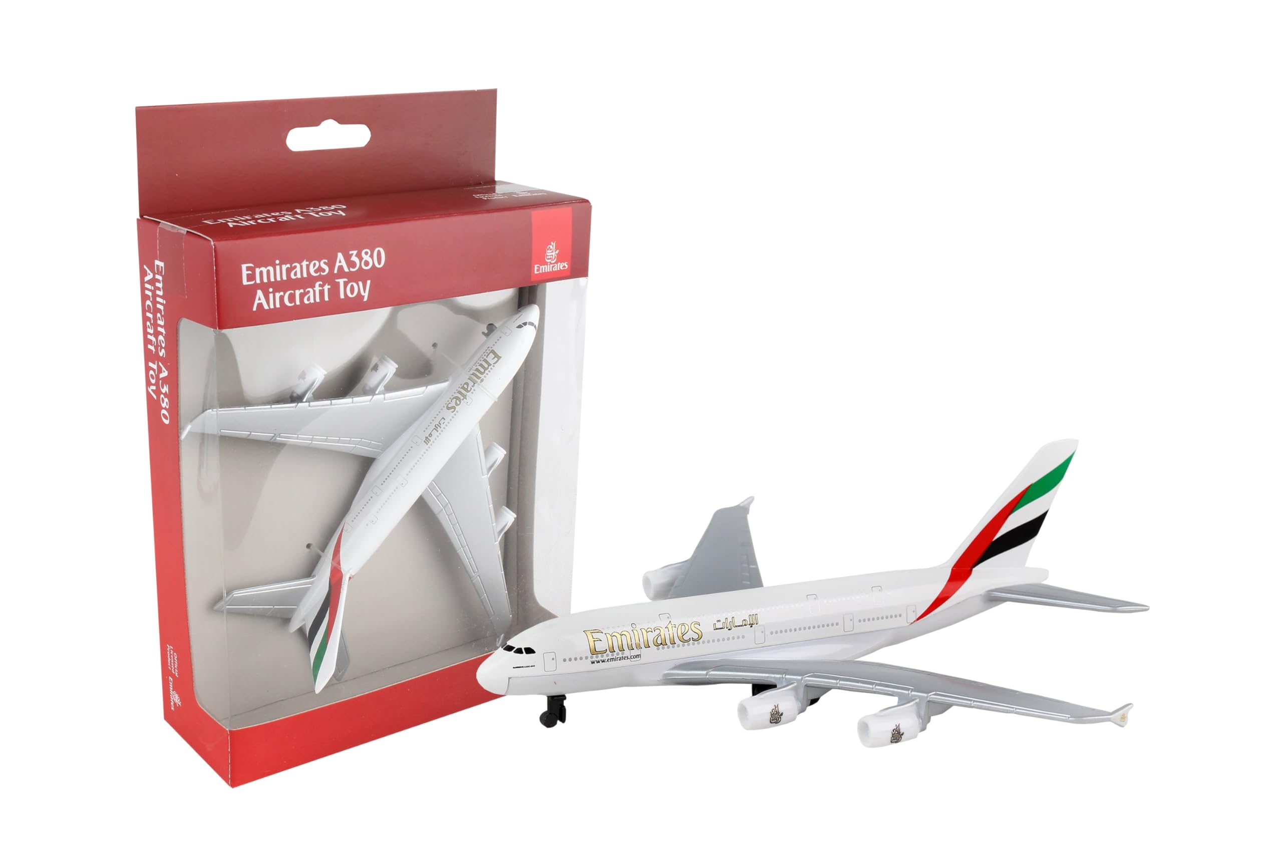Herpa Toys Single Airplane Emirates A380, toy model in small scale, aeroplane model, collect, play, miniature model made of plastic – suitable for 3 year olds