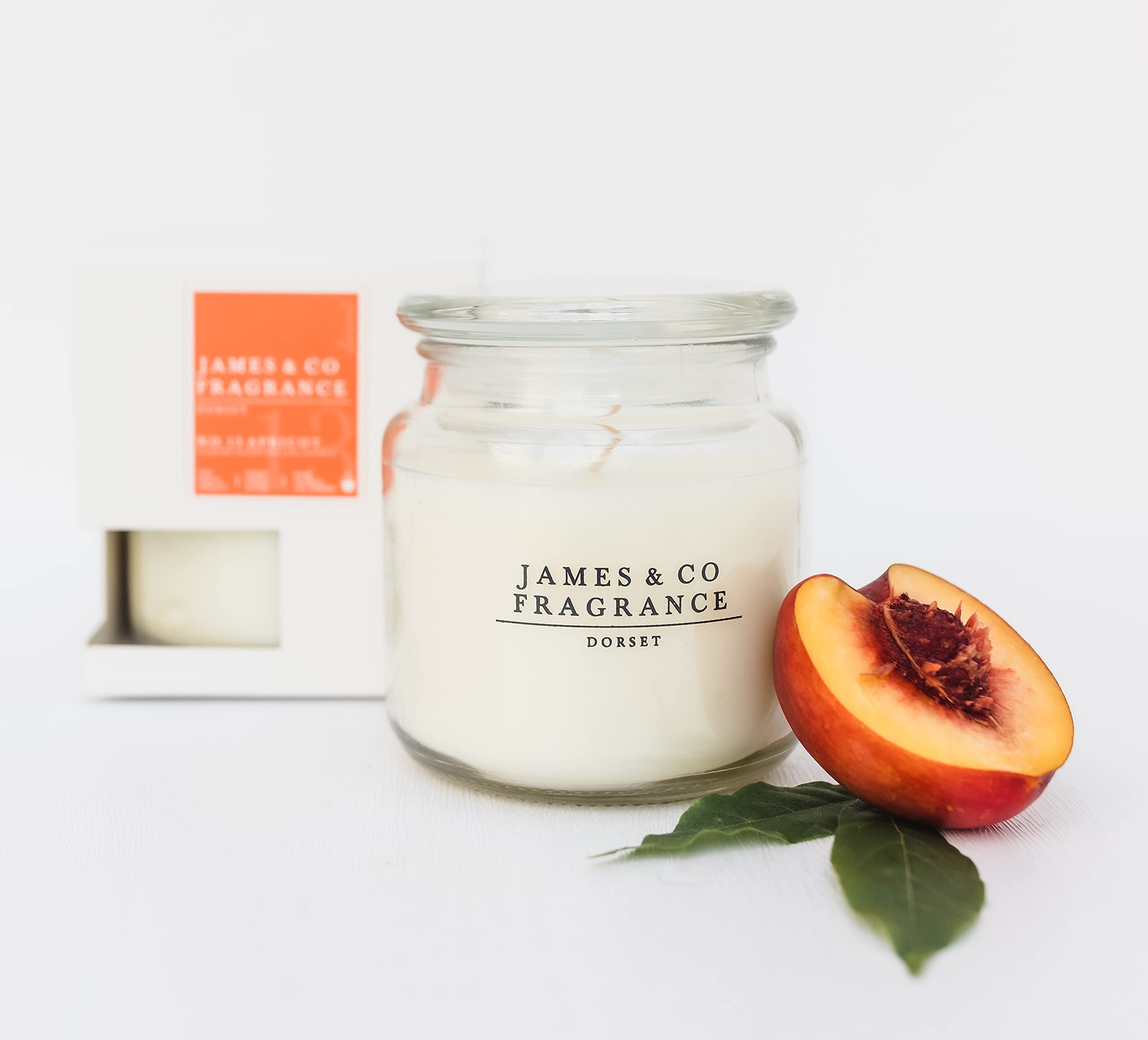 James & Co No.13 Apricot (Peach & Apricot) 14oz Natural Scented Large Jar Candle - Up to 60 Hours Burn Time