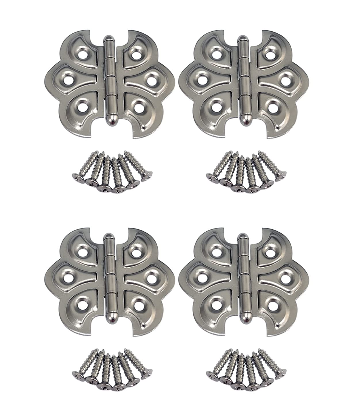 QCAA Butterfly Hinge for Cupboard Door, Nickel Plated, 4 Pack, Made in Taiwan