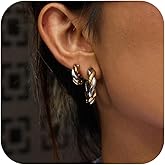 Fullpop Gold Earrings Set for Women Trendy, 18k Gold and Silver Stackable Huggie Hoop Earrings Statement Earrings for Women Trendy Small Gold Hoops Waterproof Non Tarnish Jewelry Gifts for Her