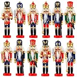 12 Pcs Christmas Nutcracker Ornament Small Wooden