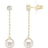 PAVOI 14K Gold Plated 925 Sterling Silver Posts Pearl Dangle Drop Earrings | Bridal Pearl Earrings for Women
