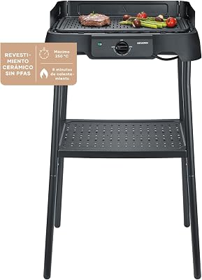 Grelha elétrica de mesa com placa e suporte de alumínio, preta pg 8596