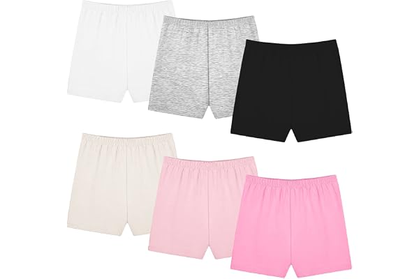GENTABY Girls Safety Shorts Under Dress Dance Tight Pack of 6 Cotton Thin Leggings Bike Shorts for Toddler Big Kid Aged 2-10