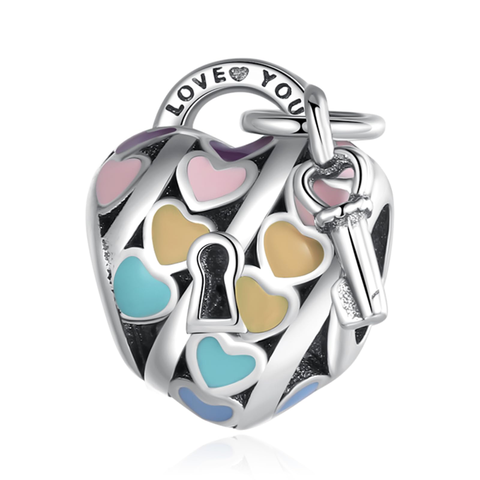 Doyafer 925 sterling silver heart-shaped lock and