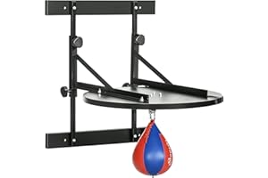 Soozier Adjustable Speed Bag Platform, Wall Mounted Speed Bags for Boxing with 360° Swivel and 10" Speedbag, Training Equipme