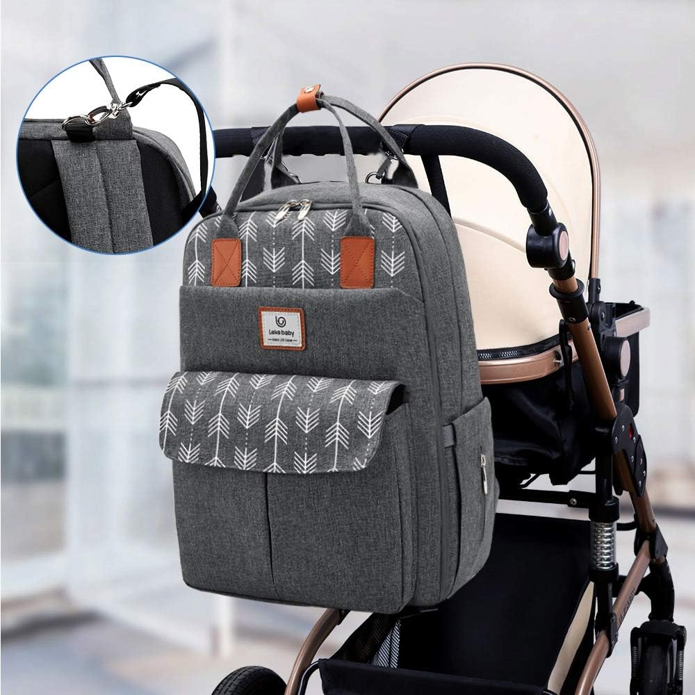 Sangles De Poussette Grand Sac Avec Matelas A Langer Et Porte Tetine Pour Bebe Garcon Et Fille Gris Sac A Dos A Langer Dikalson Sac De Maternite Maman Ou Papa Sacs A