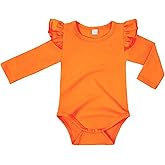 LYSMuch Baby Girls Ruffle Long Sleeve Bodysuit Infant Solid Color Top Jumpsuit Clothes