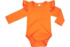 LYSMuch Baby Girls Ruffle Long Sleeve Bodysuit Infant Solid Color Top Jumpsuit Clothes