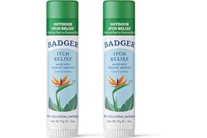 Badger Bug Bite Itch Relief Stick, Natural & Organic Anti Itch Cream for Bug Bites, Rashes & Poison Ivy, Fast Itchy Skin Relief After Bite, Works Great, Smells Great, Easy to Use, .6 oz, 2-Pack