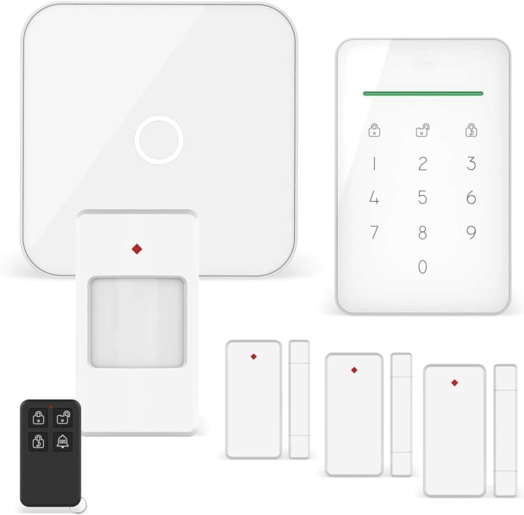 ELRO AS90S Home+ Smart Alarmanlage-WiFi-GSM Funktion-Bestens getestet-Mit Basisstation, Bedieneinheit, Bewegungsmelder, 3X Tür-/Fensterkontakt und Funk Key Ring, Komplettes Set