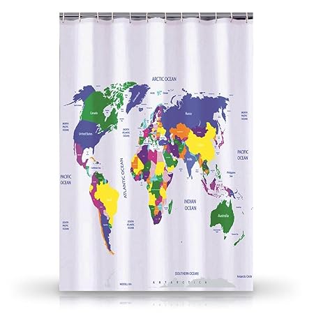 World Map Atlas Shower Curtain Bath Curtain 180 Cm 180 Cm