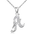 AEONSLOVE 925 Sterling Silver Initial Necklaces for Women, 26 Letters Pendants Necklace Gift for Mother, Daughter, Wife, 18 Inch Chain
