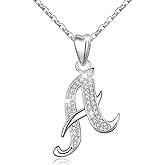 AEONSLOVE 925 Sterling Silver Initial Necklaces for Women, 26 Letters Pendants Necklace Gift for Mother, Daughter, Wife, 18 Inch Chain