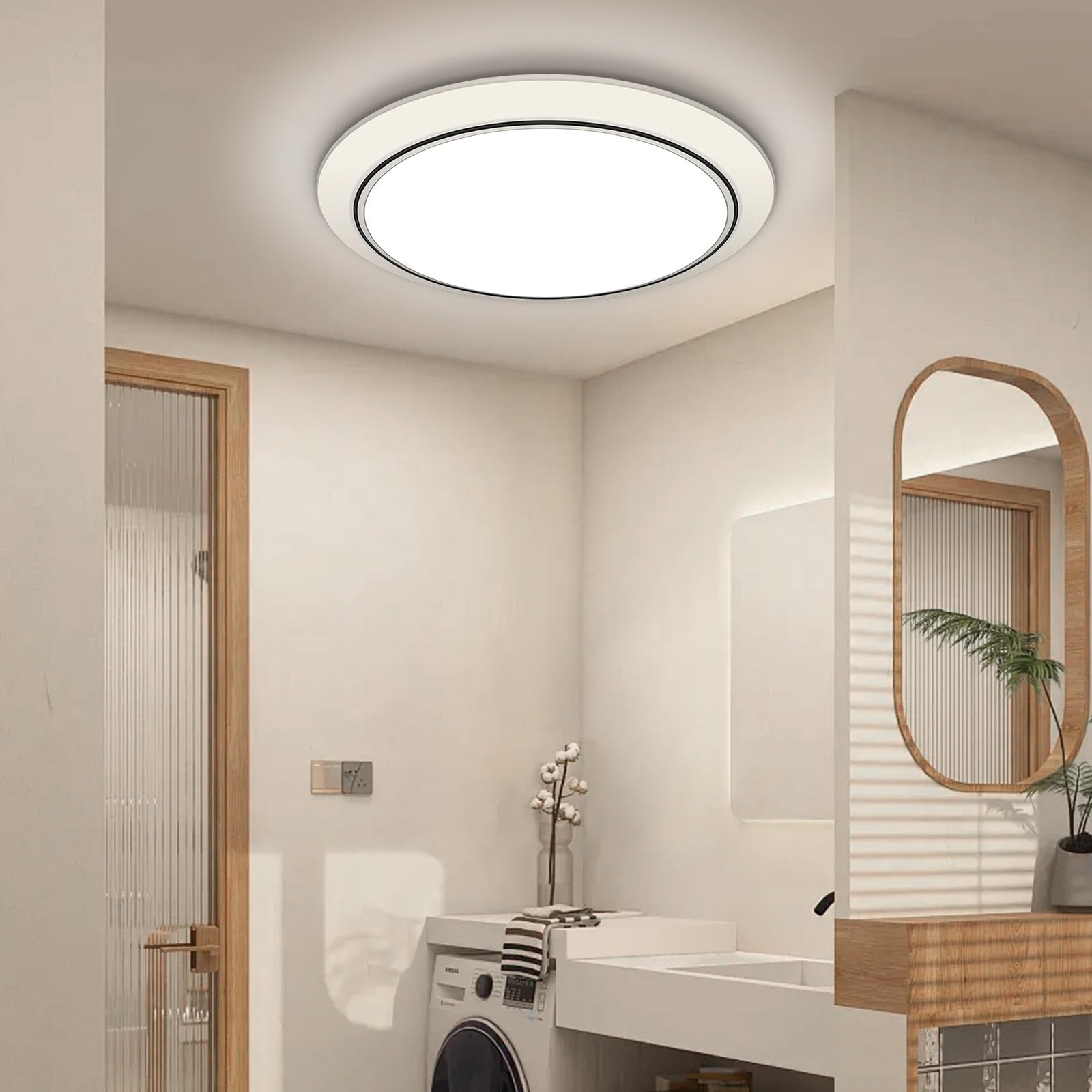 Taoellen Bathroom Light, 24W 2160lm Ceiling Lights, 120W Equivalent, Waterproof IP56, Modern Flush Ceiling Light for Kitchen, Bulkhead, Toilet, Porch, Bedroom, Utility Room and More