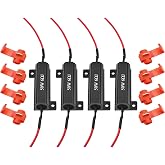AUXLIGHT 4Pcs Quality 50W 6ohm Load Resistors - Fix LED Turn Signal Blinker/Error Code (Resistors get very hot during working) - Black